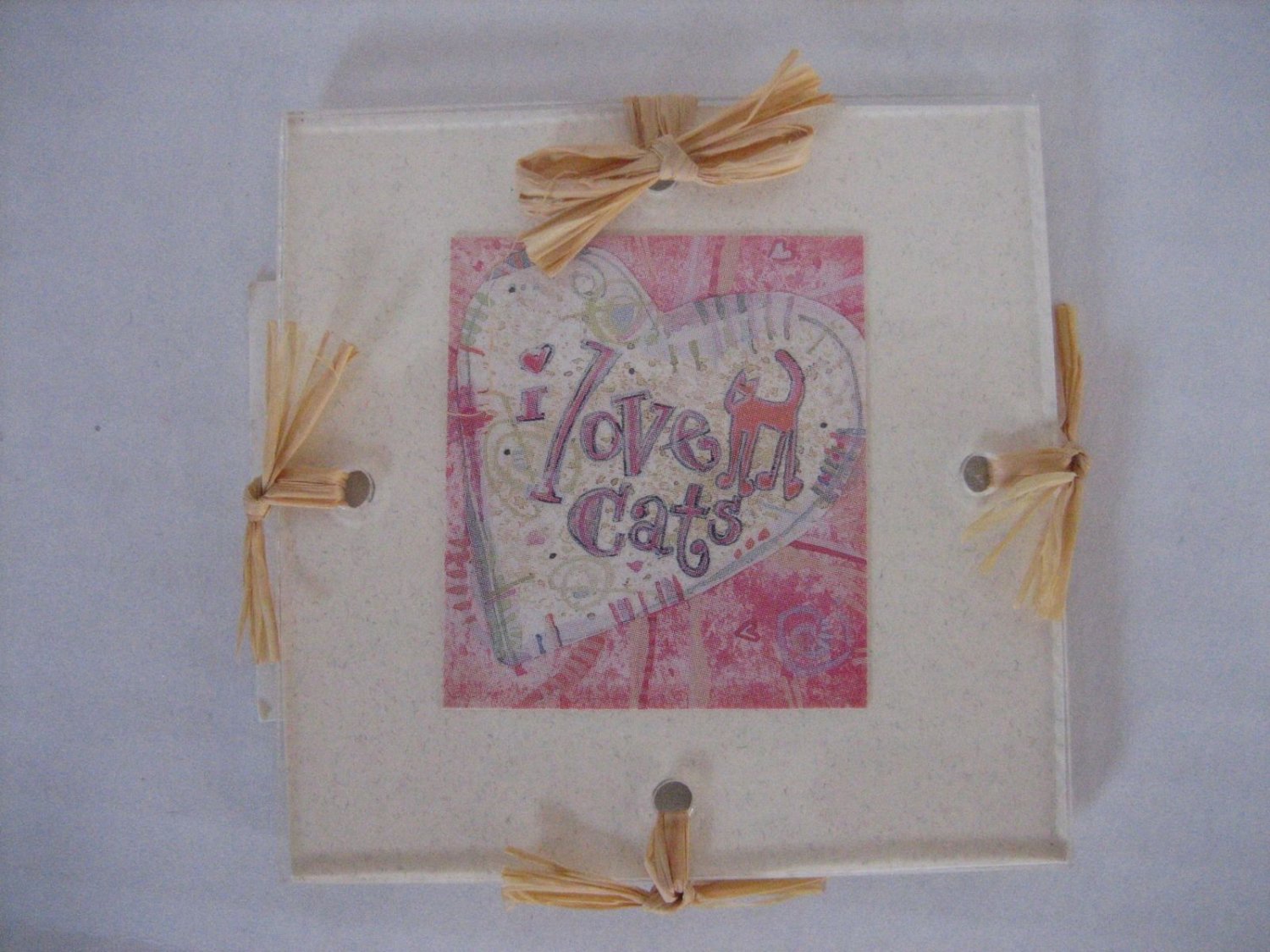 I Love Cats Heart Plastic/Paper Square Refrigerator Magnet 2 1/2 in. sq. New Tag