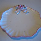 Bella Casa By Ganz White/Pink Bow&Flower Decorative Ceramic Plate 12in.R. Plate