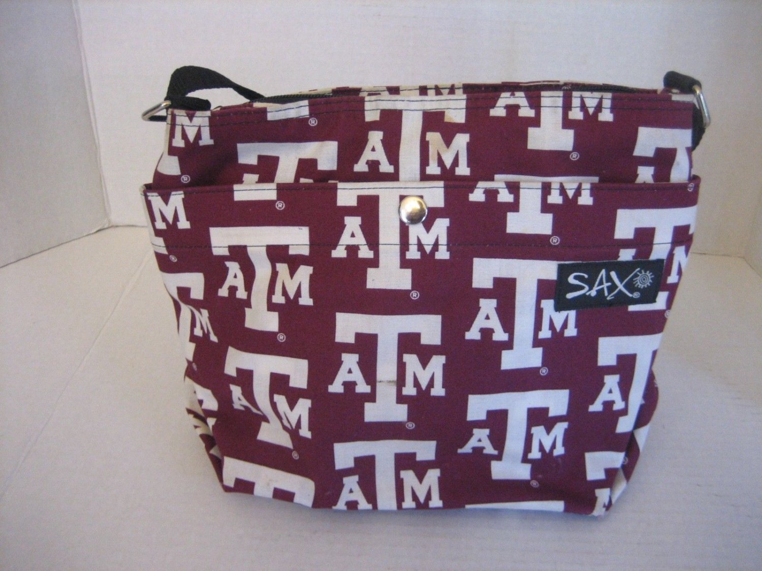 Sax Texas A & M Maroon/White Fabric Women's Shoulder Purse/Handbag Pre-Owned