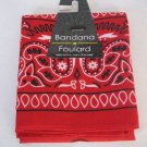 Unisex Red/White/Black 100% Polyester Bandana/Scarf 20 inch NWWT 639277985941