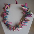 Vintage Women's Pink/Purple/Blue/White Pieces of Shells Fashion Necklace Pre-Own