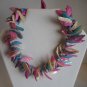 Vintage Women's Pink/Purple/Blue/White Pieces of Shells Fashion Necklace Pre-Own