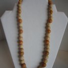 Vintage Women's Tan/Cream/Orange Multi Circle Wood Fashion Necklace Pre-Owned