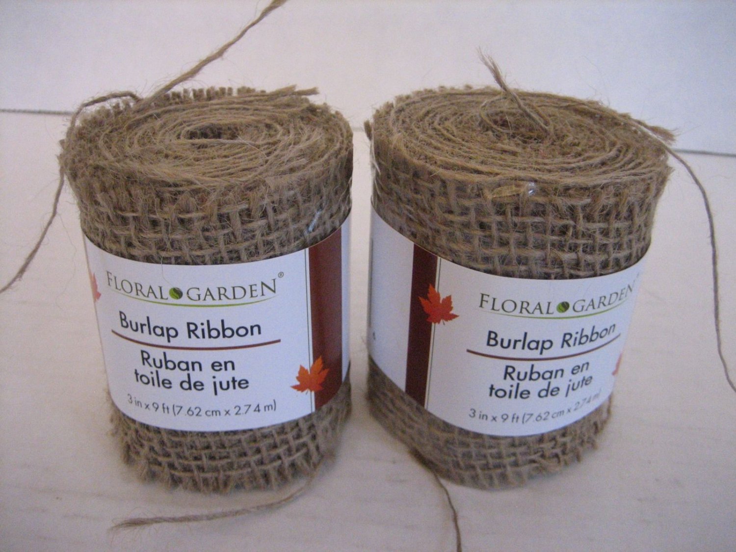 Floral Garden Tan Burlap Craft Ribbon Roll 3in.w. x 9 in.ft. New 639277132536