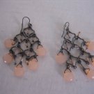 Women's Fashion Jewelry Antique Silver Peach Chandelier Pierced Hook Earrings NW