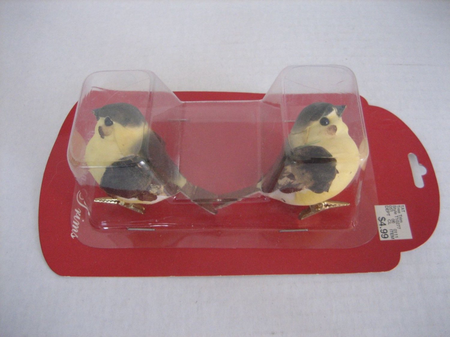 Christmas Trims Decorative Floral Arrangement Clip Yellow Birds 2 Per Package NW