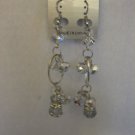 Women's Fashion Jewelry Silver/Clear/Grey Dangle Pierced Hook Earrings NWWT