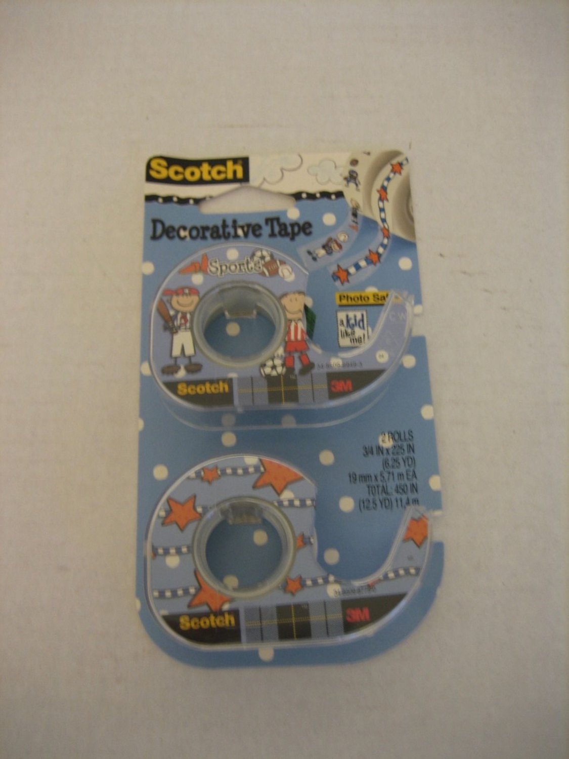 Scotch Decorative Tape Photo Safe Sports Tape & Stars A Kid Like Me 2 Pac Set NW