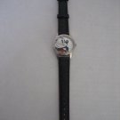 Disney Mickey Mouse Black Leather Band Face Wristwatch Needs New Battery Pre-Own