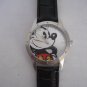 Disney Mickey Mouse Black Leather Band Face Wristwatch Needs New Battery Pre-Own