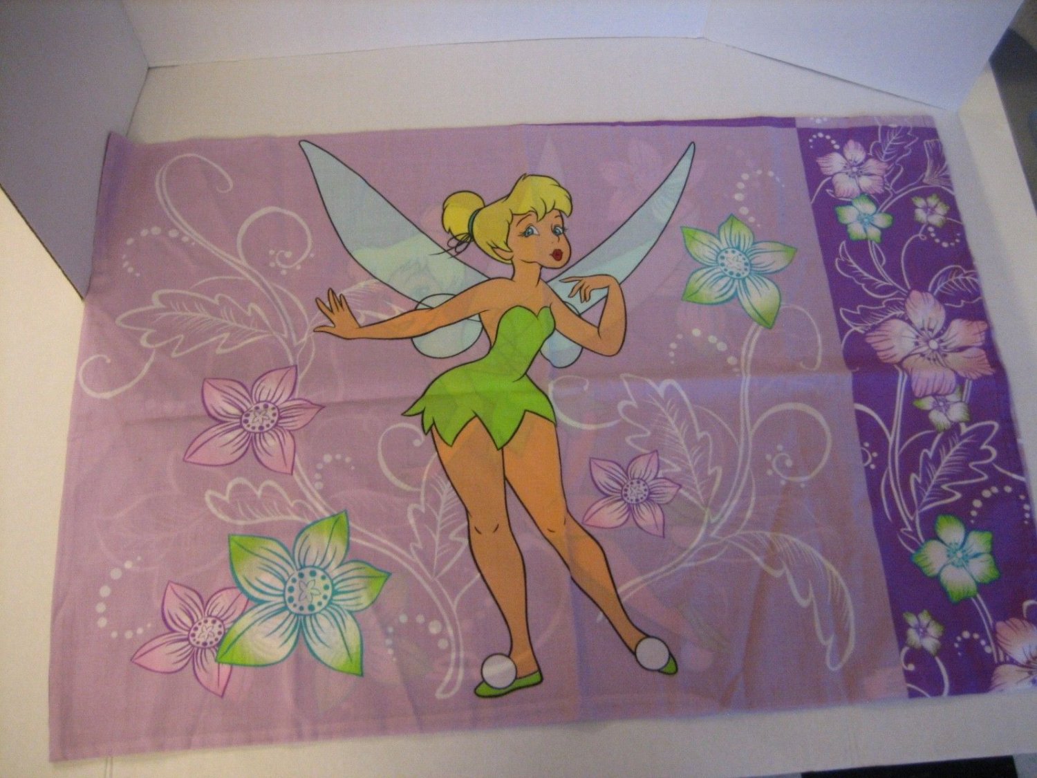 Disney Tinker Bell Lavender Standard Pillowcase 2 Different Tinker Bell PreOwned