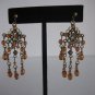 Chic Chandelier Pierced Gold Antique Metal Topaz Color Bead Chandelier Earrings