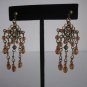 Chic Chandelier Pierced Gold Antique Metal Topaz Color Bead Chandelier Earrings