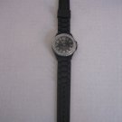 Geneva Women's Rhinestone Round Face Black Rubber Fashion Wrist Watch Pre-Owned
