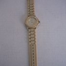 Geneva Women's Rhinestone Round Face Tan Rubber Fashion Wrist Watch Pre-Owned
