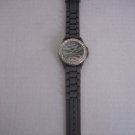 Geneva Women's Rhinestone & Zebra Round Face Grey Rubber Wrist Watch Pre-Owned