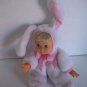 Vintage H.K. City Toys Small White Bunny Girl Doll Plush Stuffed Animal 11 in.L