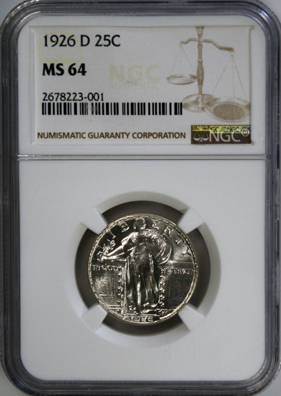 1926 D Standing Liberty Quarter Certified By Ngc