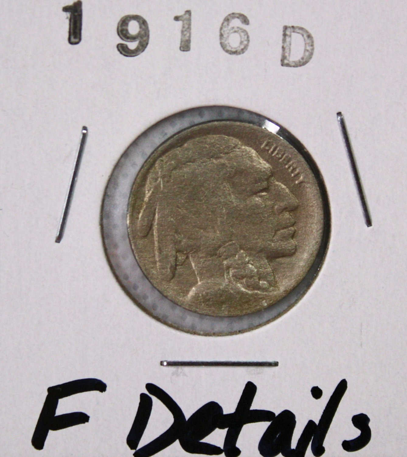 1916 D Buffalo Nickel - Cleaned Fine Details