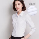 Women Cotton White Shirt Long Sleeved Professional V-Neck Plus Size Shirt