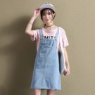 Women Denim Strap Dress Half-Length Sleeveless Dress Student Loose Skirt