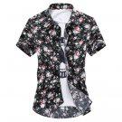 Men's Summer Floral Shirt Short Sleeved Flower Print Collared Shirt
