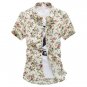 Men's Summer Floral Shirt Short Sleeved Flower Print Collared Shirt
