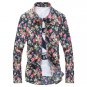Men's Long Sleeved Summer Floral Shirt Slim Casual Plus Size Collared Shirt