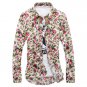 Men's Long Sleeved Summer Floral Shirt Slim Casual Plus Size Collared Shirt