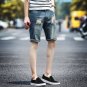 Men's Summer Hole Denim Shorts Slim Pants Thin Jeans Pants