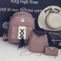 Women Retro Backpack Student Bag Travel Bag Drawstring Three Piece Set