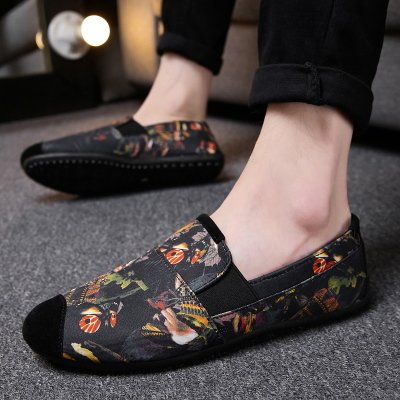 Men's Korean Wild Style Printed Canvas Casual Peas Shoes