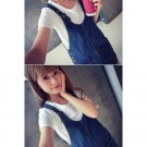 Women Korean Fashion Thin Denim Strap Loose Waist Dress Plus Size