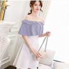 Women Korean Fashion  Casual Off Shoulder High Waist Short Skirt Dress