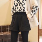 Women Korean Fashion High Waist Woolen Wide Leg Casual Short