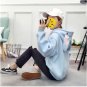 Women Korean Trend Kangaroo Pocket Hedging Style  Hooded Looses Jacket