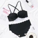 Women V Type Sexy Bow Bra Style Seemless Underwear Set