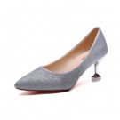 Women Korean Fashion Shallow Mouth Pointed Sequins Crystal Stilleto