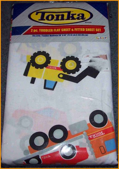 TONKA TRUCKS 2 PC TODDLER FLAT & FITTED SHEET SET