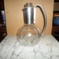 Vintage Stainless Steel Handled Global Glass Water Pitcher/top clear.