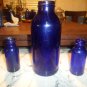 3 Vintage Bromo Seltzer Emerson Drug Co. Cobalt Blue bottles. ex. cond.