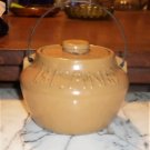 Arend Balster`s Store , Iowa Beans Pot & lid  with Handle Stoneware Original Rare