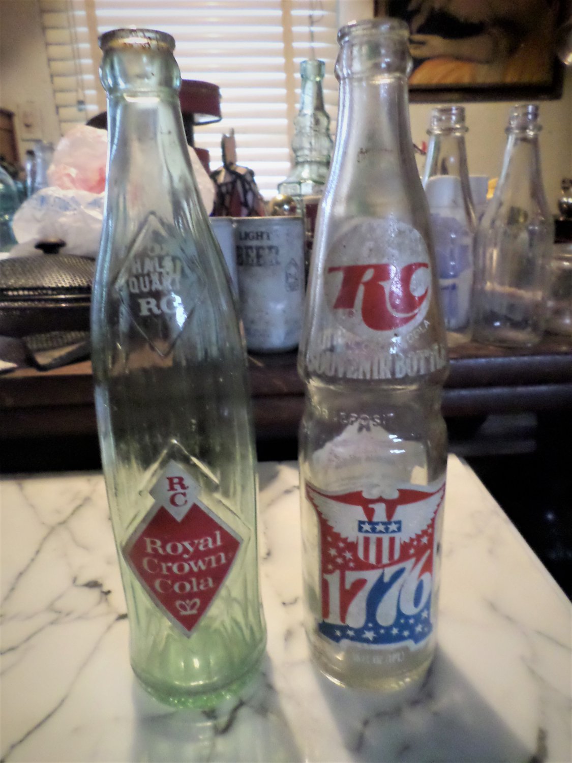 2 Vintage RC Royal Crown 16 oz. soda bottles 60s, 70s collectible,