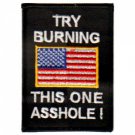 Try Burning This One-Usa Flag Embroidered sew on Patch. Biker Vest Patch New