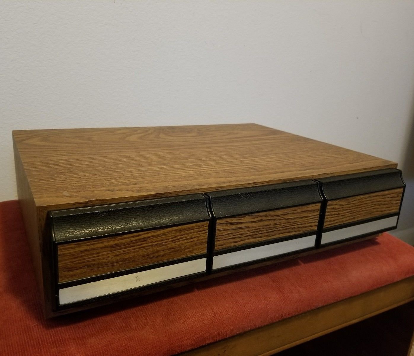 Audio Cassette 36 Tape Storage Case Rack Holder 3 Drawer Organizer Faux