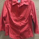 George Stretch Ladies Size Medium 8/10 Coral 3/4 Length Sleeve Button Up Shirt