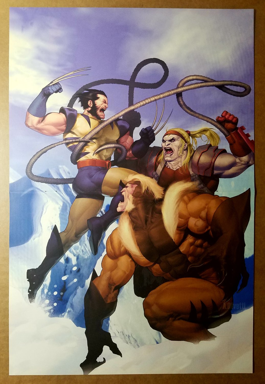 Wolverine Vs Omega Red Sabretooth Marvel Comic Poster by Ariel Olivetti.