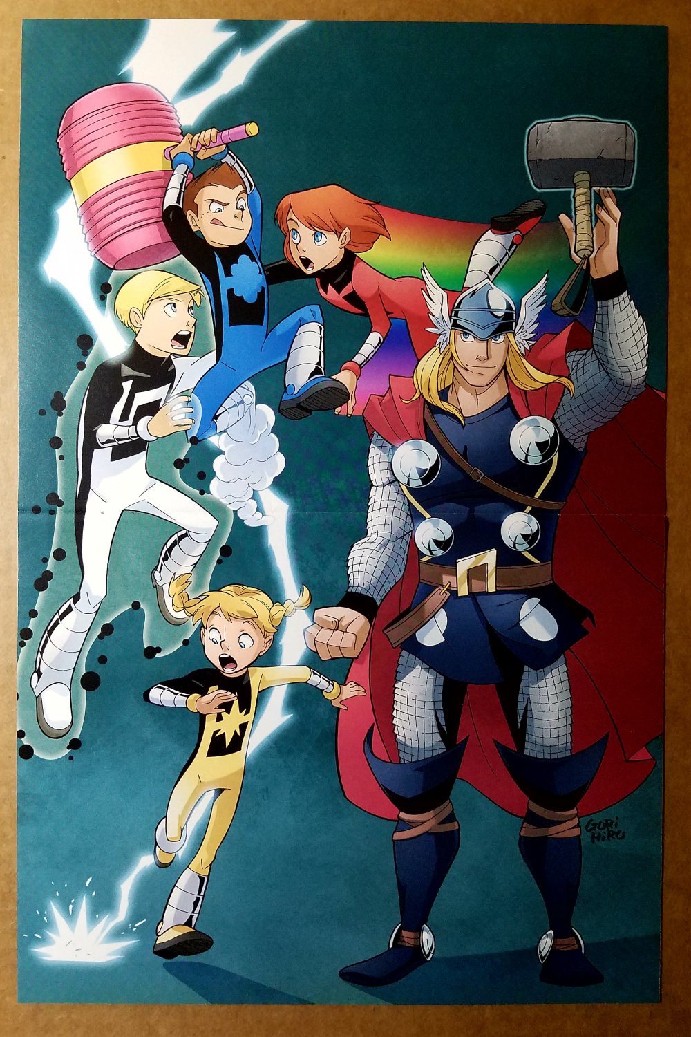Thor and the Warriors Four Power Pack Marvel Comics Poster by Gurihiru Poster
