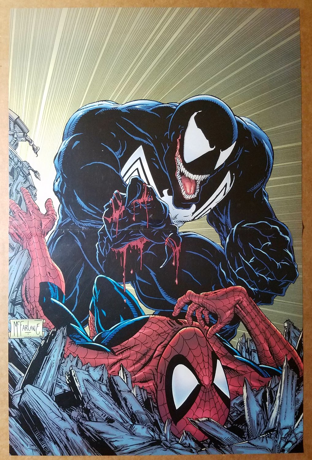 SpiderMan Vs Venom Marvel Comics Poster by Todd McFarlane