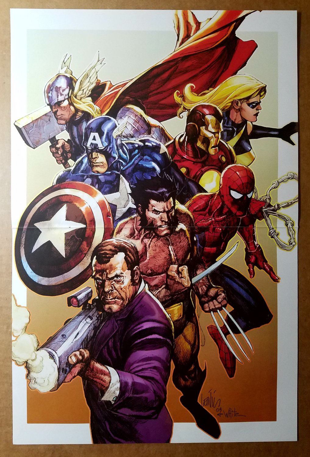 Avengers Thor Ms Marvel Iron Man Captail America Marvel Comics Poster by Leinil Yu